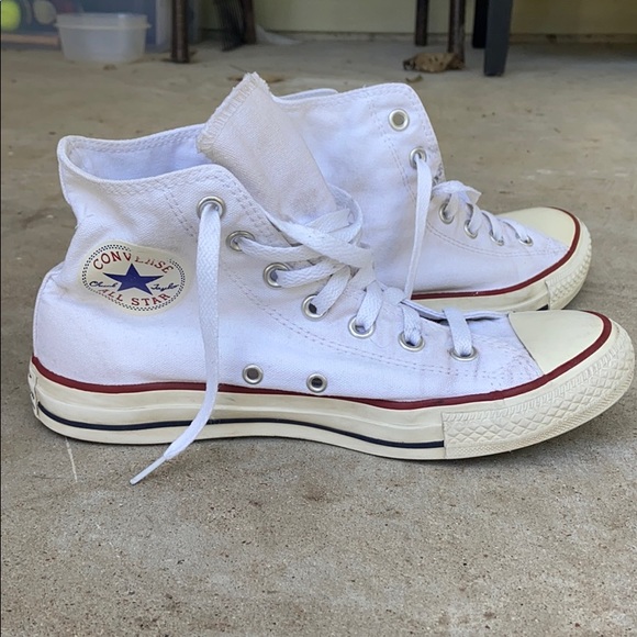 white high top converse size 8